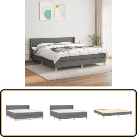 Boxspringbett mit Matratze Dunkelgrau 160x200 cm Stoff - Boxspringbett - Doppelbett - Bettenrahmen - Lattenrost - Matratze