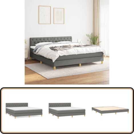 Boxspringbett mit Matratze Dunkelgrau 160x200 cm Stoff - Boxspringbett - Doppelbett - Bettenrahmen - Matratze - Schlafsystem
