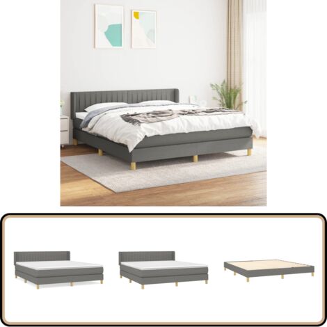 Boxspringbett mit Matratze Dunkelgrau 160x200 cm Stoff - Boxspringbett - Doppelbett - Bettenrahmen - Schlafsystem - Massivholzbette