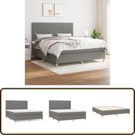 Boxspringbett mit Matratze Dunkelgrau 160x200 cm Stoff - Boxspringbett - Doppelbett - Schlafraum - Bettenrahmen - Matratze