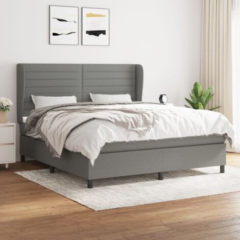 Boxspringbett mit Matratze Dunkelgrau 160x200 cm Stoff vidaXL