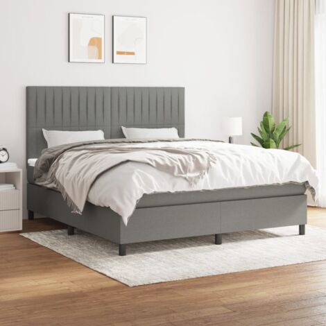 Boxspringbett mit Matratze Dunkelgrau 160x200 cm Stoff vidaXL