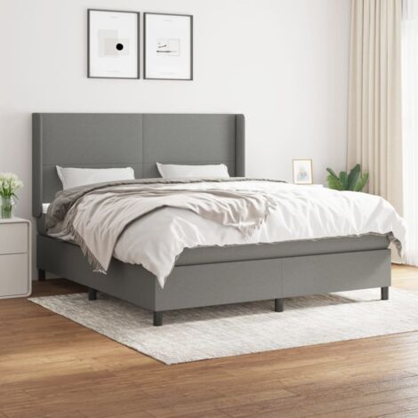 Boxspringbett mit Matratze Dunkelgrau 160x200 cm Stoff vidaXL