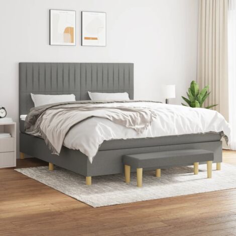 Boxspringbett mit Matratze Dunkelgrau 160x200 cm Stoff vidaXL