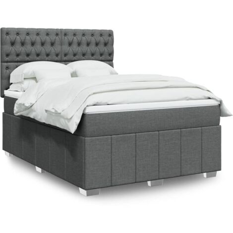 Boxspringbett mit Matratze Dunkelgrau 160x200 cm Stoff vidaXL