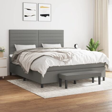 Boxspringbett mit Matratze Dunkelgrau 160x200 cm Stoff vidaXL