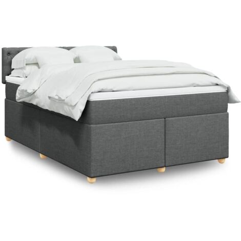 Boxspringbett mit Matratze Dunkelgrau 160x200 cm Stoff vidaXL