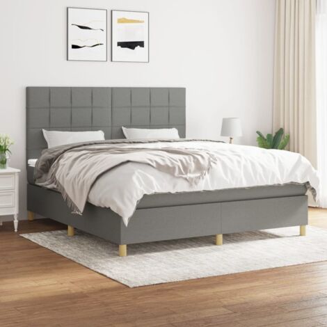 Boxspringbett mit Matratze Dunkelgrau 160x200 cm Stoff vidaXL