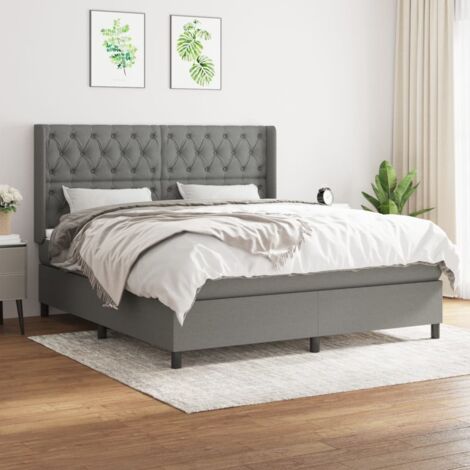 Boxspringbett mit Matratze Dunkelgrau 160x200 cm Stoff vidaXL