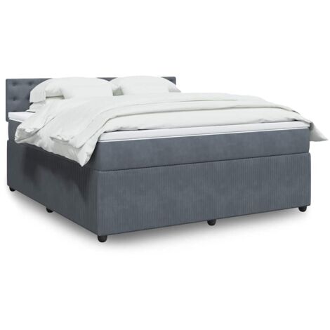 Boxspringbett mit Matratze Dunkelgrau 180x200 cm Samt vidaXL