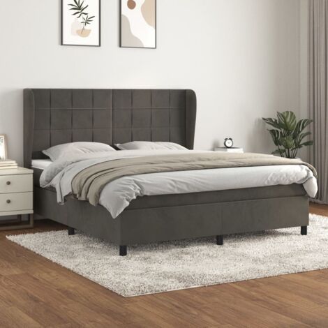 Boxspringbett mit Matratze Dunkelgrau 180x200 cm Samt vidaXL