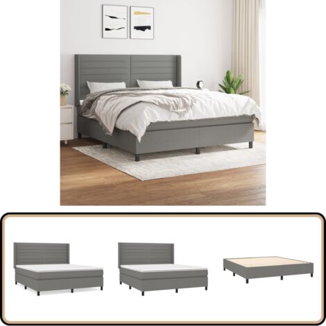 Boxspringbett mit Matratze Dunkelgrau 180x200 cm Stoff - Boxspringbett - Doppelbett - Bettenrahmen - Schlafsystem - Massivholzbette