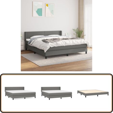 Boxspringbett mit Matratze Dunkelgrau 180x200 cm Stoff - Boxspringbett - Doppelbett - Bettenrahmen - Schlafsystem - Massivholzbette