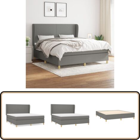 Boxspringbett mit Matratze Dunkelgrau 180x200 cm Stoff - Boxspringbett - Doppelbett - Bettenrahmen - Schlafsystem - Massivholzbette