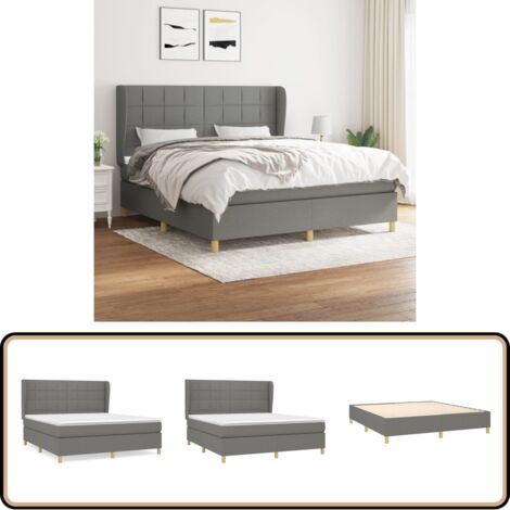 Boxspringbett mit Matratze Dunkelgrau 180x200 cm Stoff - Boxspringbett - Doppelbett - Bettenrahmen - Schlafsystem - Massivholzbette