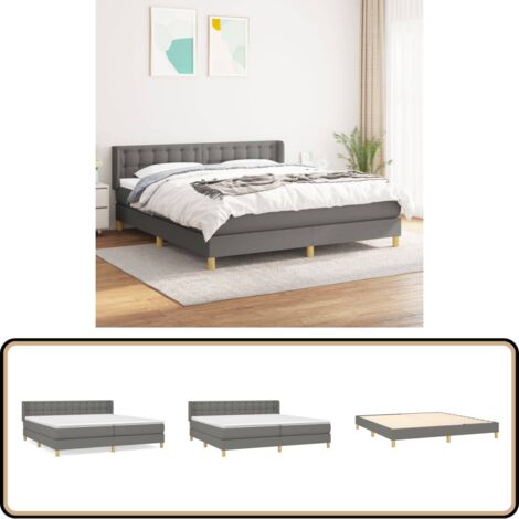 Boxspringbett mit Matratze Dunkelgrau 180x200 cm Stoff - Boxspringbett - Doppelbett - Bettenrahmen - Schlafsystem - Massivholzbette