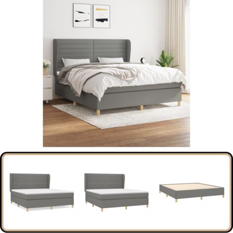 Boxspringbett mit Matratze Dunkelgrau 180x200 cm Stoff - Boxspringbett - Doppelbett - Schlafraumgestaltung - Bettenausstattung - Massivholzbette