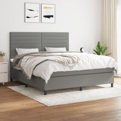 Boxspringbett mit Matratze Dunkelgrau 180x200 cm Stoff vidaXL