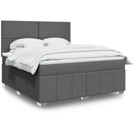 Boxspringbett mit Matratze Dunkelgrau 180x200 cm Stoff vidaXL