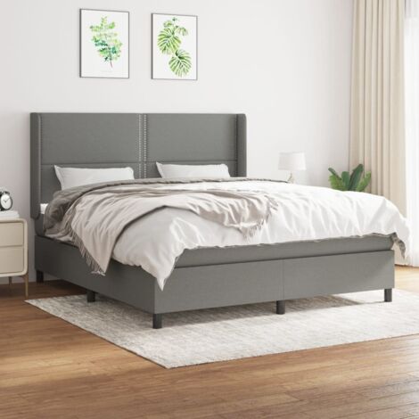 Boxspringbett mit Matratze Dunkelgrau 180x200 cm Stoff vidaXL