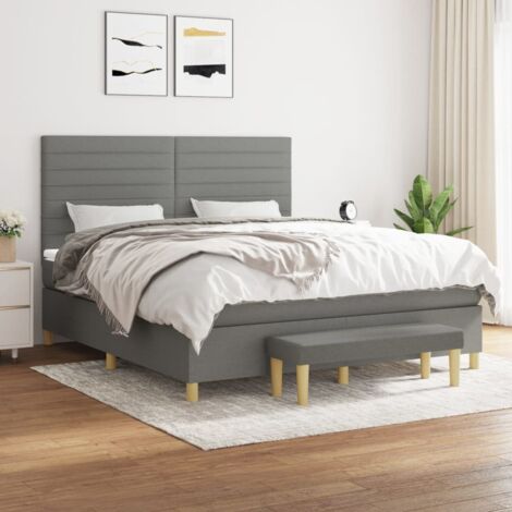 Boxspringbett mit Matratze Dunkelgrau 180x200 cm Stoff vidaXL