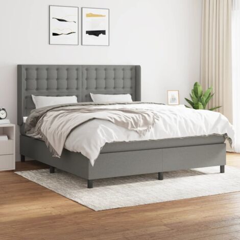 Boxspringbett mit Matratze Dunkelgrau 180x200 cm Stoff vidaXL