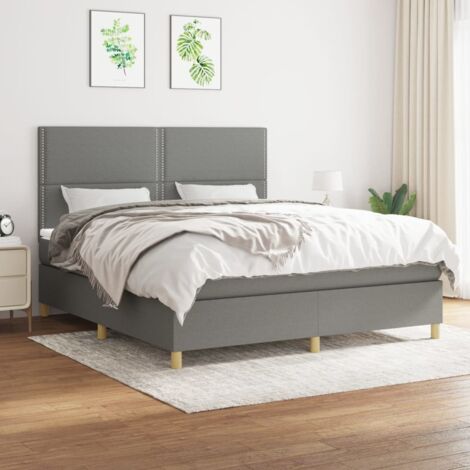 Boxspringbett mit Matratze Dunkelgrau 180x200 cm Stoff vidaXL