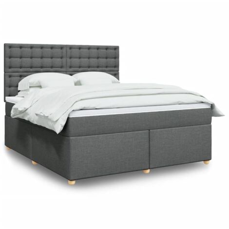 Boxspringbett mit Matratze Dunkelgrau 180x200 cm Stoff vidaXL