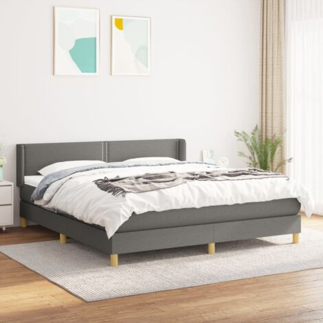 Boxspringbett mit Matratze Dunkelgrau 180x200 cm Stoff vidaXL