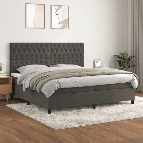 Boxspringbett mit Matratze Dunkelgrau 200x200 cm Samt vidaXL