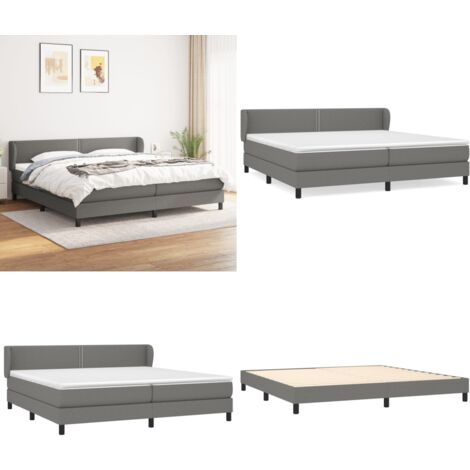 Boxspringbett mit Matratze Dunkelgrau 200x200 cm Stoff - Boxspringbett - Doppelbett - Bettenrahmen - Lattenrost - Matratze - Home & Living