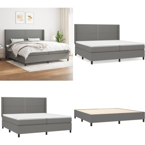 Boxspringbett mit Matratze Dunkelgrau 200x200 cm Stoff - Boxspringbett - Doppelbett - Bettenrahmen - Lattenrost - Matratze - Home & Living