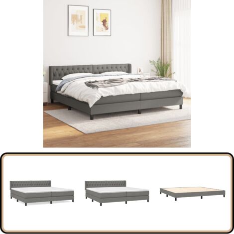 Boxspringbett mit Matratze Dunkelgrau 200x200 cm Stoff - Boxspringbett - Doppelbett - Bettenrahmen - Matratze - Nachttisch