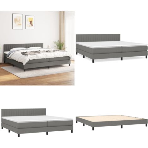 Boxspringbett mit Matratze Dunkelgrau 200x200 cm Stoff - Boxspringbett - Doppelbett - Bettenrahmen - Schlafsystem - Matratze - Home & Living