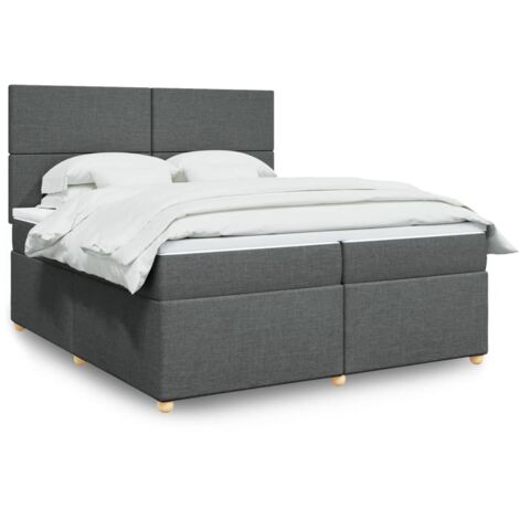 Boxspringbett mit Matratze Dunkelgrau 200x200 cm Stoff vidaXL