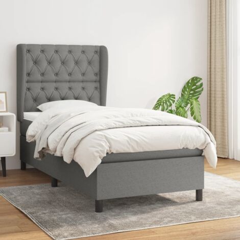 Boxspringbett mit Matratze Dunkelgrau 80x200 cm Stoff vidaXL