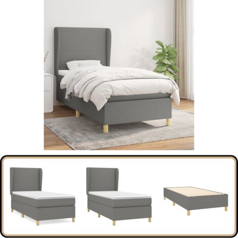 Boxspringbett mit Matratze Dunkelgrau 90x190 cm Stoff - Boxspringbett - Doppelbett - Bettenrahmen - Schlafsystem - Liegekomfort