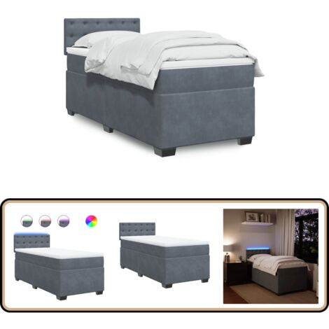 Boxspringbett mit Matratze Dunkelgrau 90x200 cm Samt - Boxspringbett - Doppelbett - Samtbett - Luxusbett - Schlafsystem
