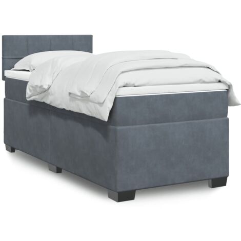 Boxspringbett mit Matratze Dunkelgrau 90x200 cm Samt vidaXL466996