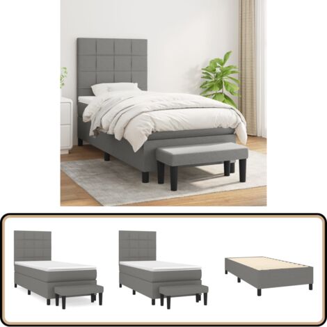Boxspringbett mit Matratze Dunkelgrau 90x200 cm Stoff - Boxspringbett - Doppelbett - Bett Mit Lattenrost - Bettrahmen - Schlafsofa
