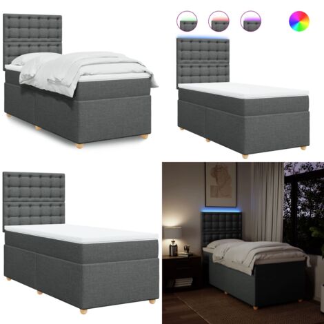 Boxspringbett mit Matratze Dunkelgrau 90x200 cm Stoff - Boxspringbett - Doppelbett - Bettenrahmen - Lattenrost - Matratze - Home & Living