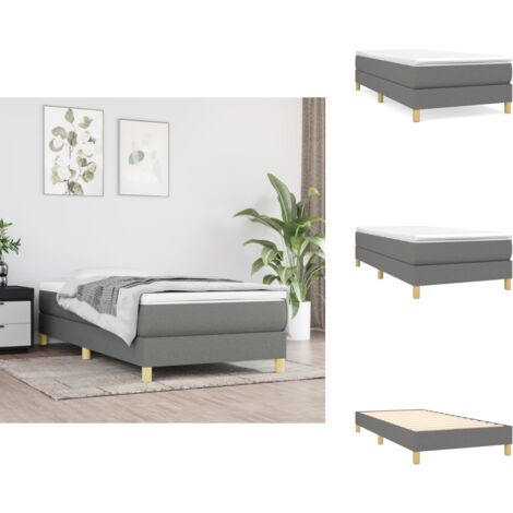 Boxspringbett mit Matratze Dunkelgrau 90x200 cm Stoff - Boxspringbett - Doppelbett - Bettenrahmen - Matratze - Matratzenauflage