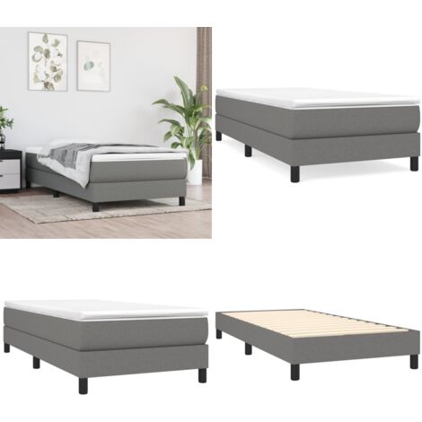 Boxspringbett mit Matratze Dunkelgrau 90x200 cm Stoff - Boxspringbett - Doppelbett - Bettenrahmen - Matratze - Nachttisch - Home & Living
