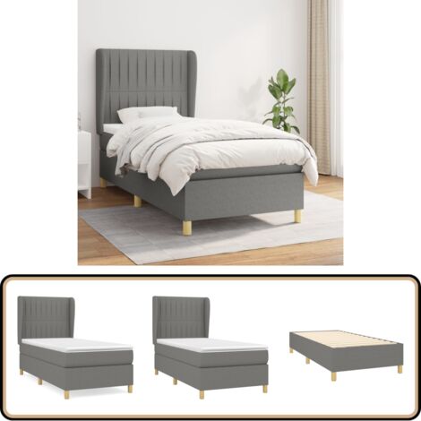 Boxspringbett mit Matratze Dunkelgrau 90x200 cm Stoff - Boxspringbett - Doppelbett - Bettenrahmen - Schlafraum - Liegekomfort