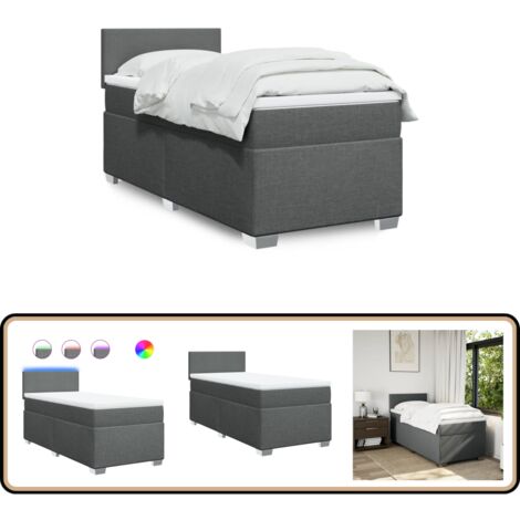 Boxspringbett mit Matratze Dunkelgrau 90x200 cm Stoff - Boxspringbett - Doppelbett - Bettgestell - Kopfteil - Matratze