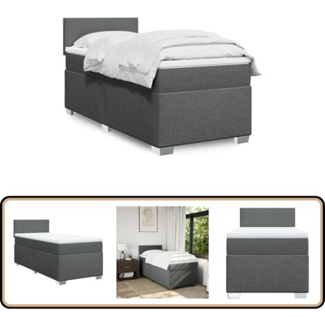 Boxspringbett mit Matratze Dunkelgrau 90x200 cm Stoff - Boxspringbett - Doppelbett - Bettsofa - Schlafsystem - Polsterbett