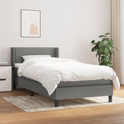 Boxspringbett mit Matratze Dunkelgrau 90x200 cm Stoff vidaXL