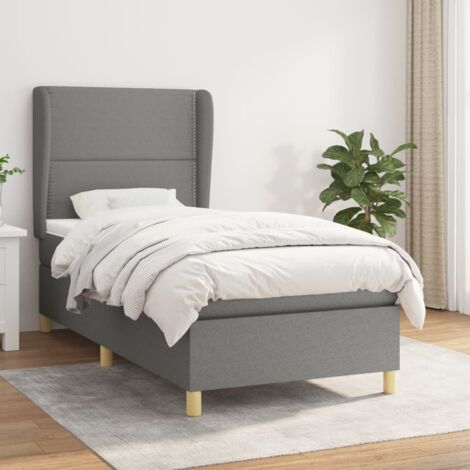 Boxspringbett mit Matratze Dunkelgrau 90x200 cm Stoff vidaXL