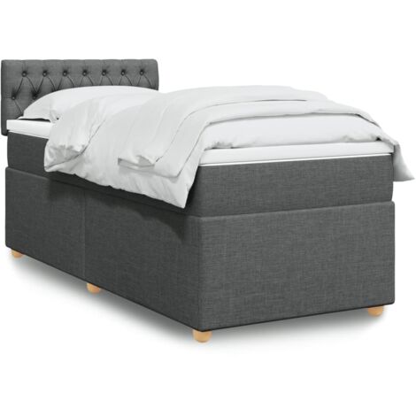 Boxspringbett mit Matratze Dunkelgrau 90x200 cm Stoff vidaXL
