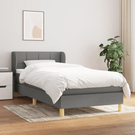 Boxspringbett mit Matratze Dunkelgrau 90x200 cm Stoff vidaXL